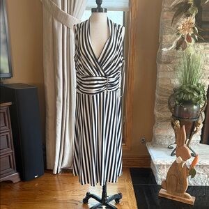 Chic Black and White Striped Midi Dress